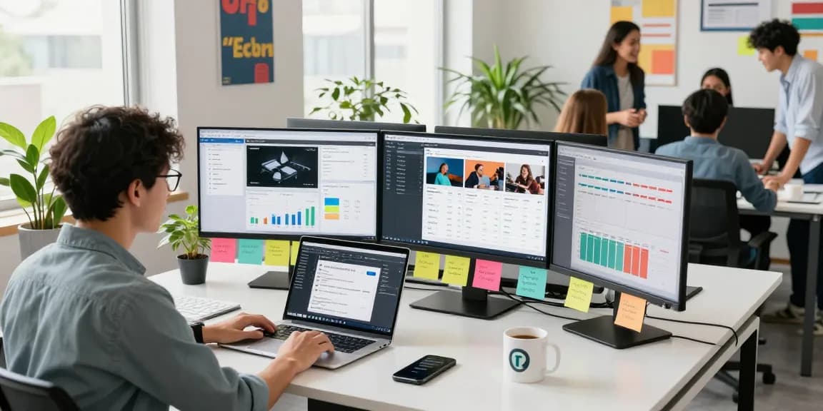 Marketing strategist analyzing data trends with DRAGON222 link displayed in dynamic office setting.