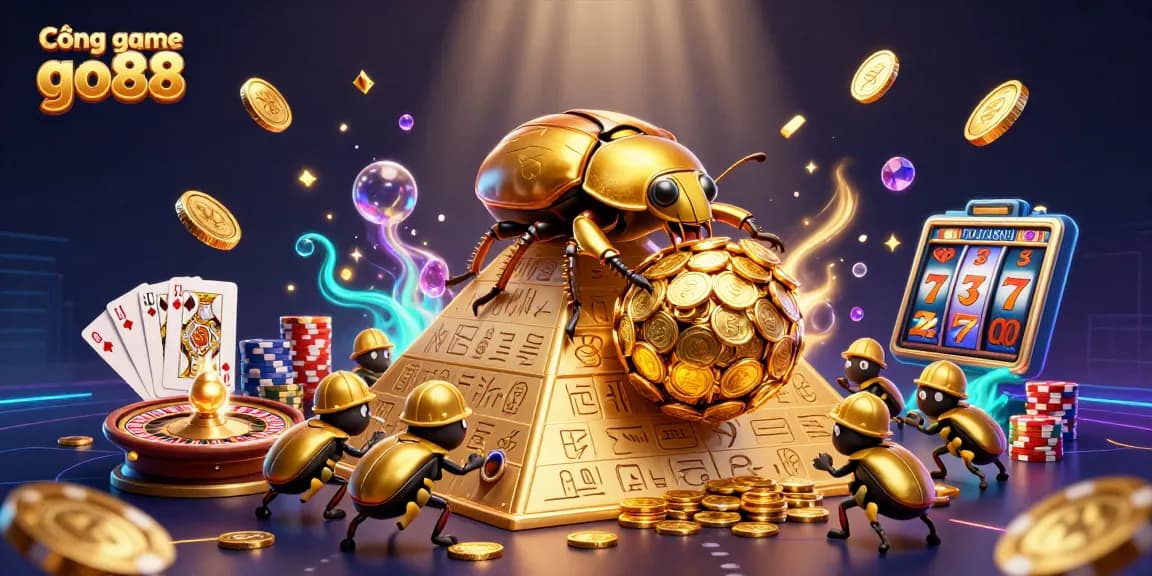 Experience the excitement of Cổng game go88 with golden coins, vibrant casino elements, and thrilling gameplay.