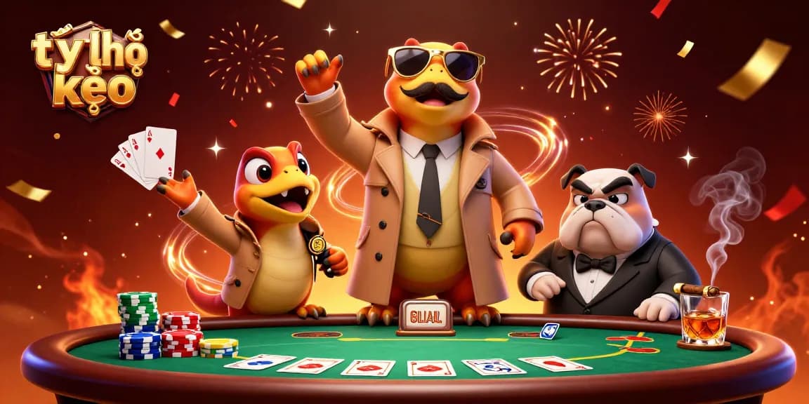 Betting with tỷ lệ kèo strategy in a vibrant casino scene featuring cartoon raptors.