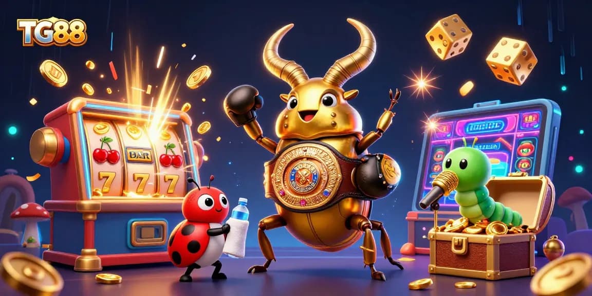Engage in thrilling gameplay at TG88 with a vibrant 3D casino scene full of action.