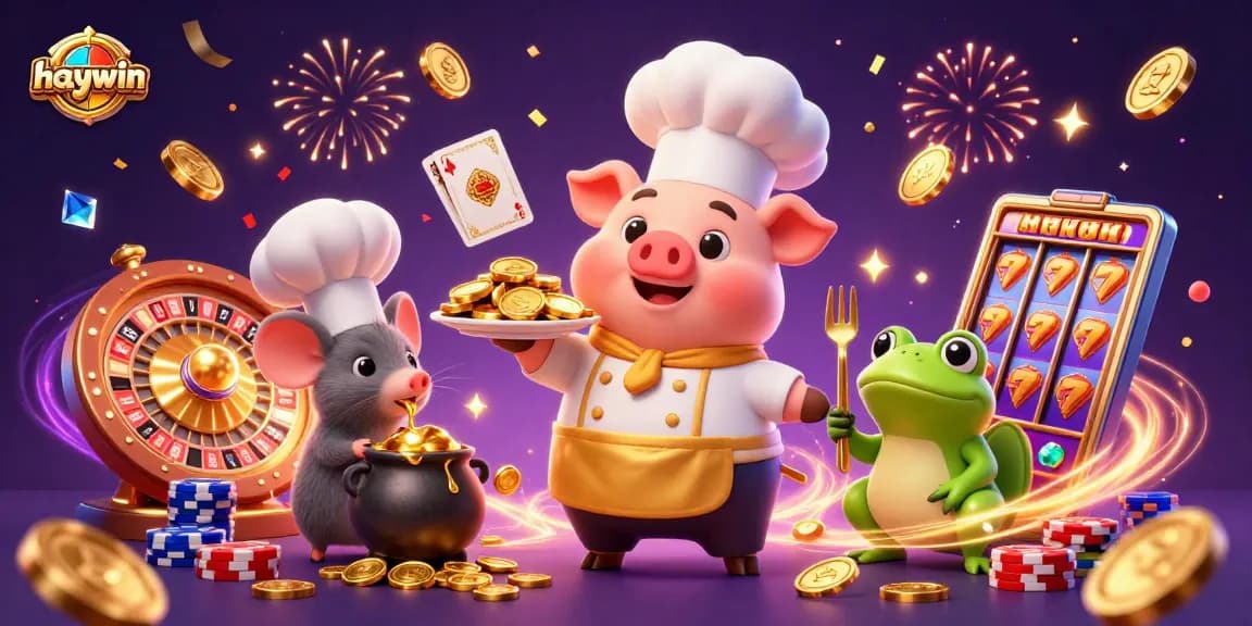 Experience the excitement of haywin casino with vibrant gold coins and engaging characters.