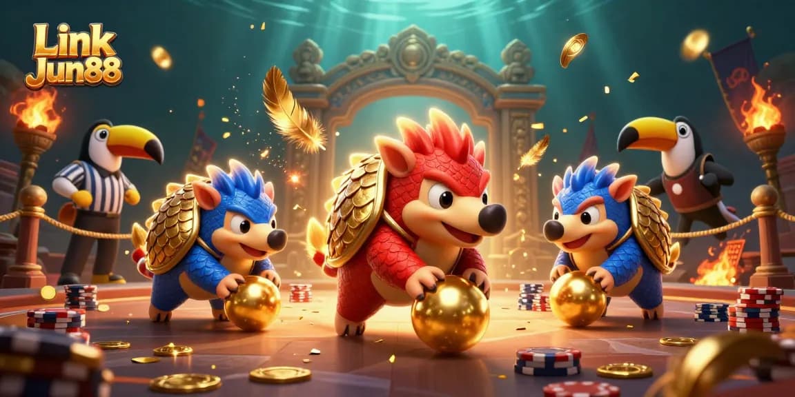 Experience thrilling gameplay at Link Jun88 with dynamic pangolins rolling through poker chips!