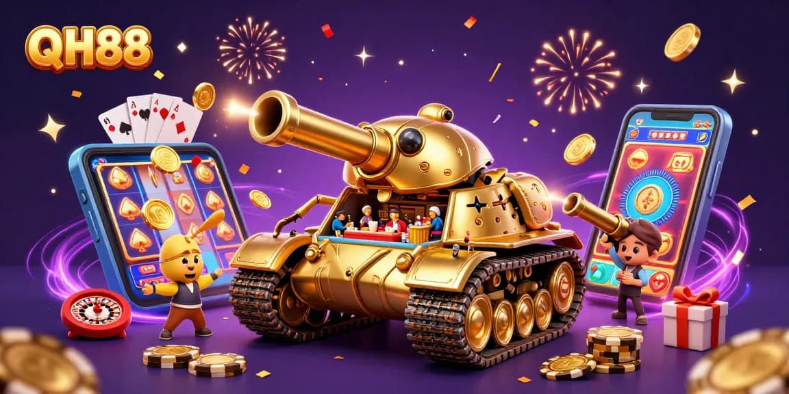 Experience the excitement of QH88 with dynamic casino elements and colorful gaming visuals.