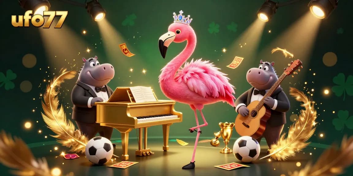Experience exhilarating bets and wins with ufo77 in a vibrant 3D casino scene featuring lively characters.