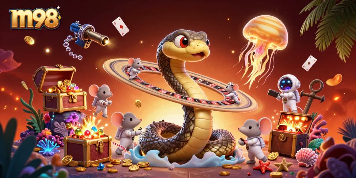 Bet and win with m98 at a cosmic roulette wheel in a vibrant gambling universe.