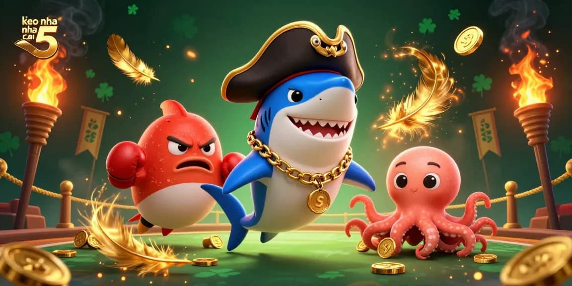 Experience the action with keo nha cai 5 as playful characters navigate a vibrant online betting scene.