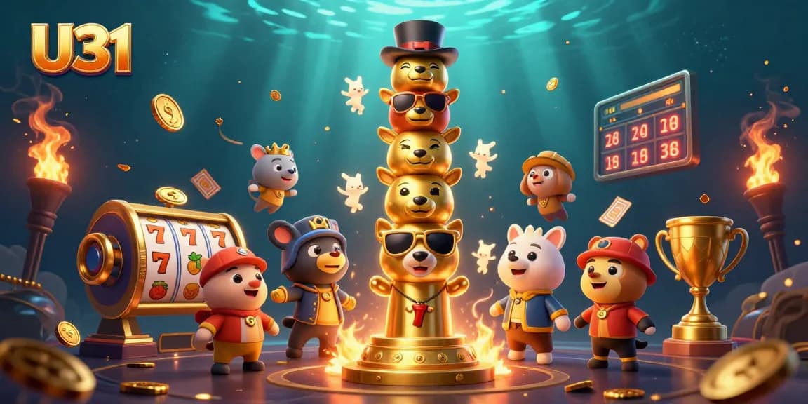 Spin the reels at U31 casino with the vibrant golden totem and slot game elements!