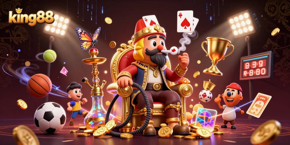 Experience thrilling gameplay with king88, a vibrant 3D depiction of engaging casino elements and characters.