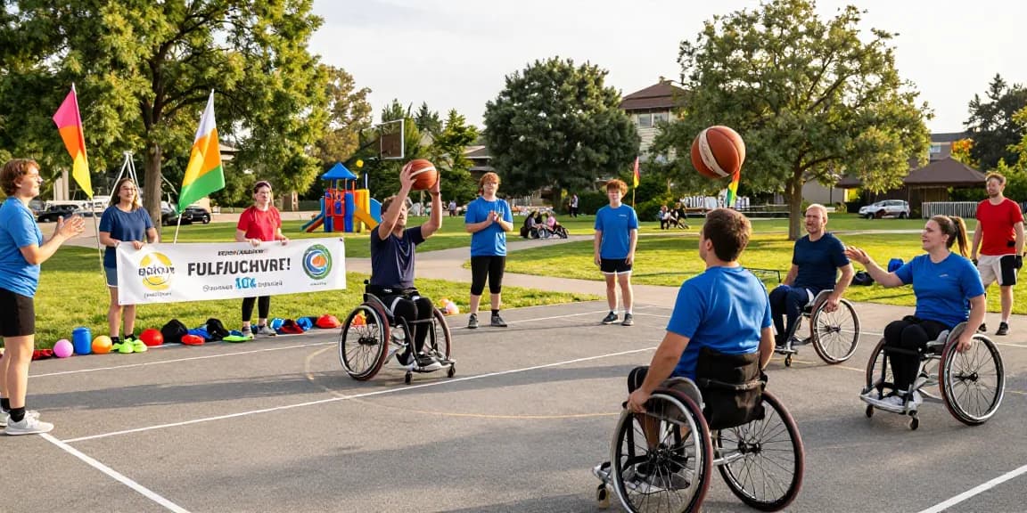 Participants engaging in a wheelchair basketball game, showcasing the inclusive spirit of the DRAGON222 link initiative in a vibrant community setting.