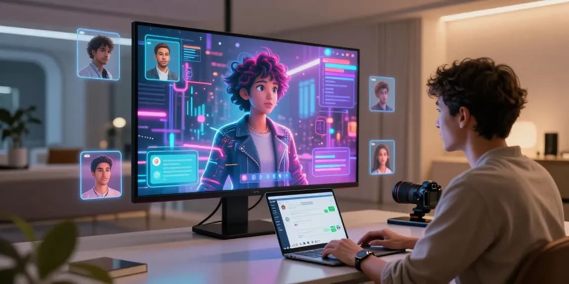 Engaging virtual chat with slut ai in a bright, modern digital space