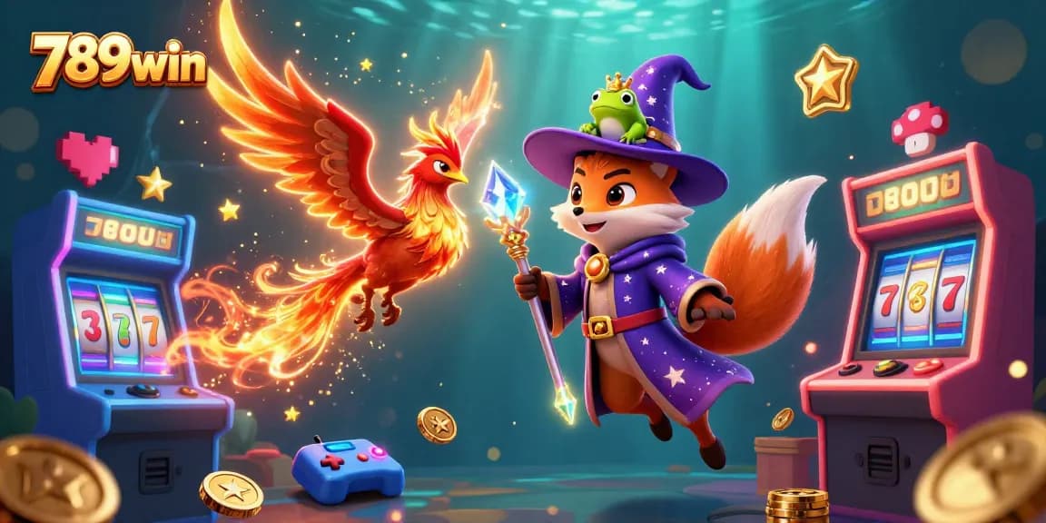 Experience thrilling gaming adventures with 789win's vibrant casino illustration showcasing slots, jackpots, and a magical atmosphere.