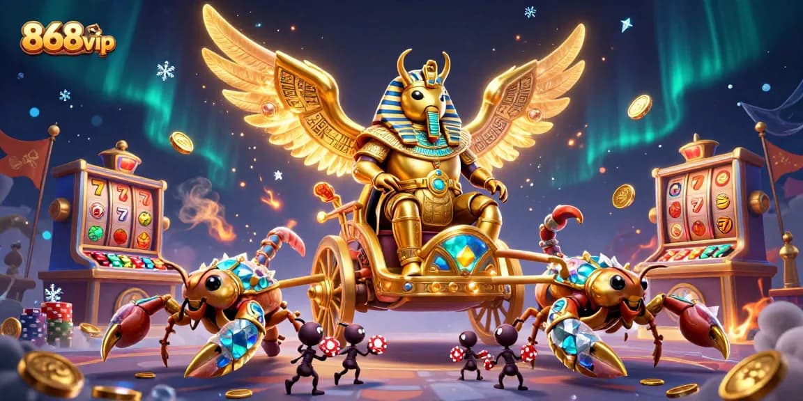 Experience thrilling play at 868vip with a stunning 3D casino illustration featuring dynamic gambling elements.