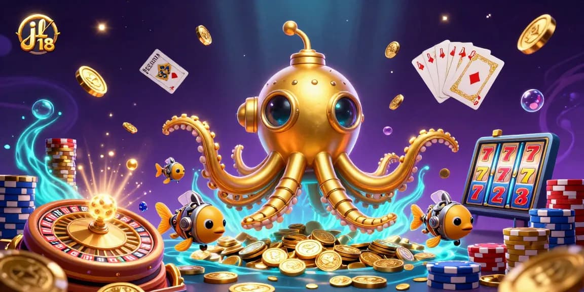 Experience the thrilling world of gambling at jl 18, featuring a vibrant underwater scene filled with gold coins and gaming elements.