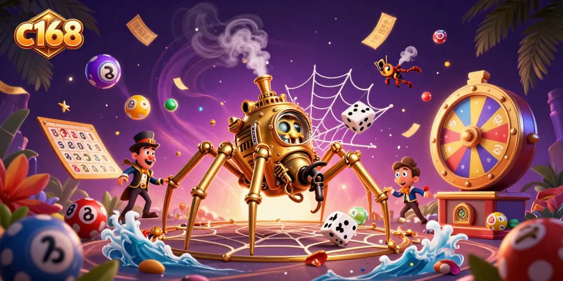 Experience thrilling excitement with C168, a vibrant 3D steampunk scene showcasing captivating gambling elements.