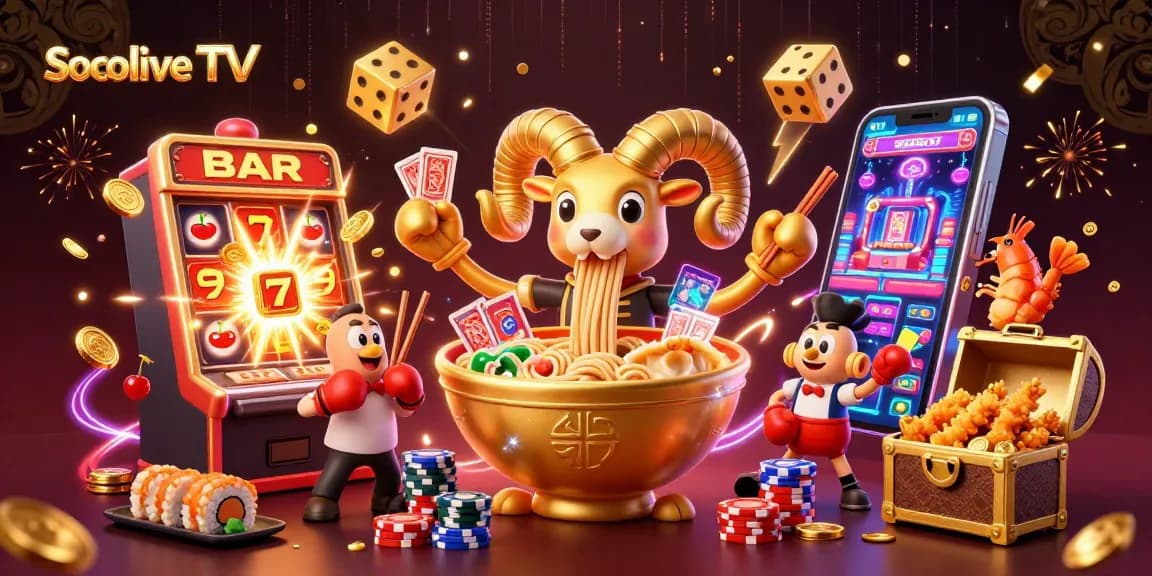 Socolive TV engages players with vibrant 3D gaming visuals featuring cartoon characters, exciting jackpots, and dynamic elements.