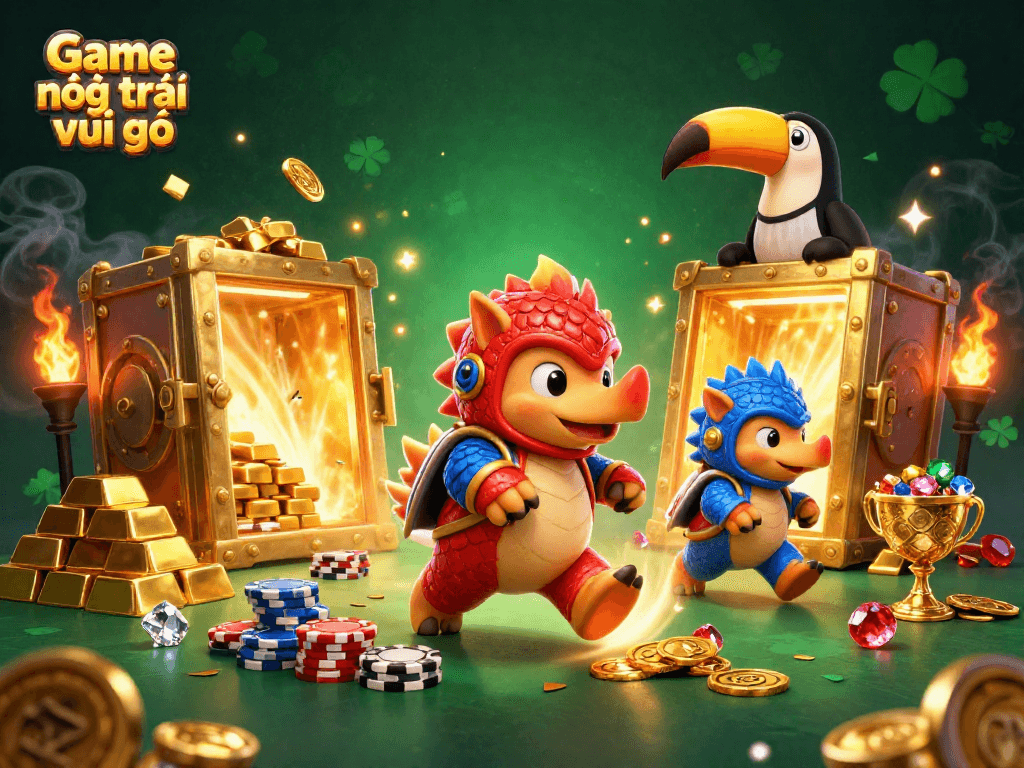 Experience the excitement of Game nông trại vui vẻ as rival pangolins bowl through poker chips in a dazzling casino setting.