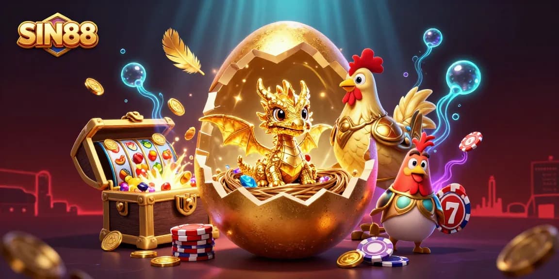 Engage with SIN88's thrilling gaming experience featuring golden slots and poker elements.