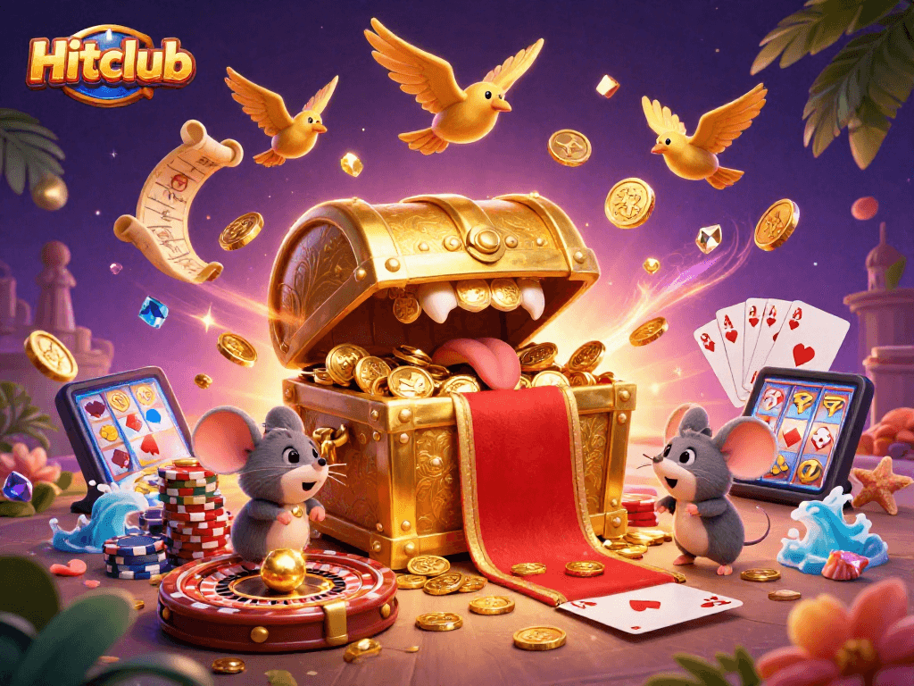 Experience vibrant winning adventures at Hitclub with a treasure chest enticing lucky gamblers.