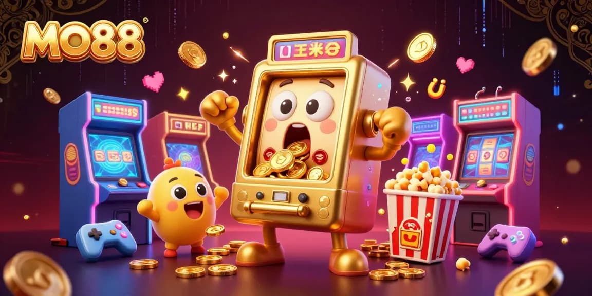 Celebrate big wins with the MO88 golden slot machine amid cheering baby slot machines!