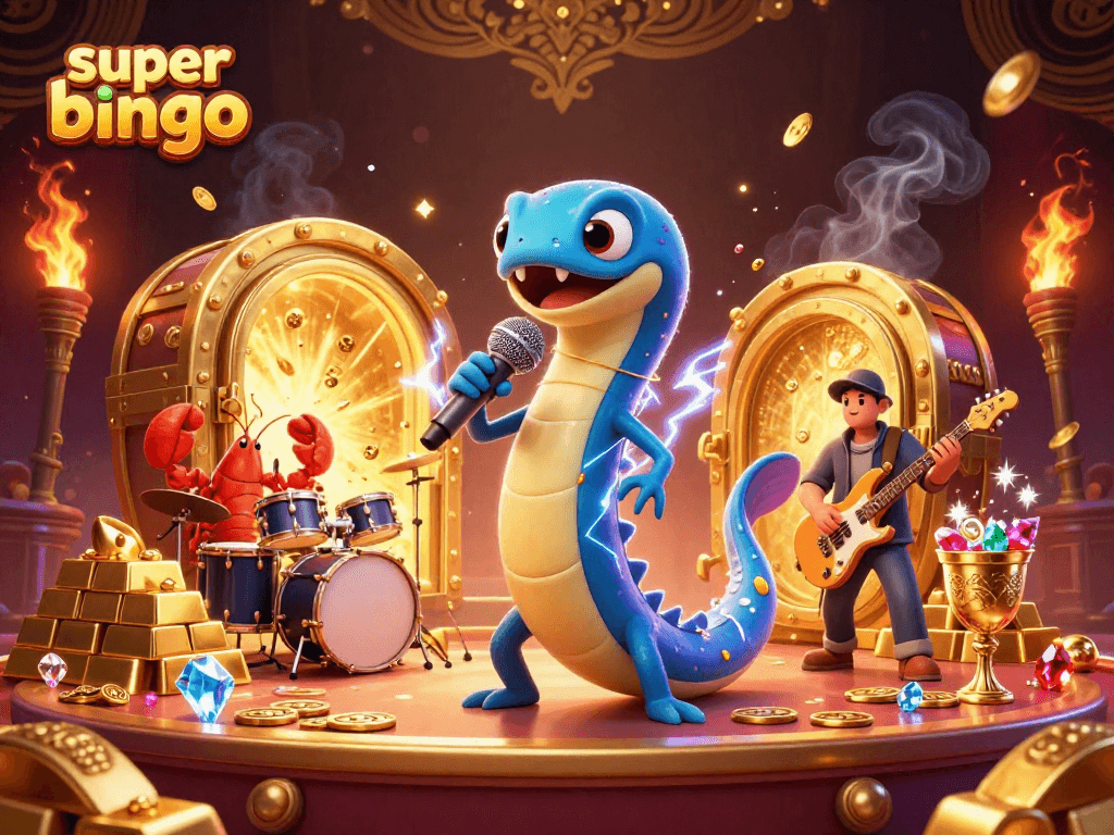 Experience thrilling action in super bingo with vibrant casino elements and dynamic characters.