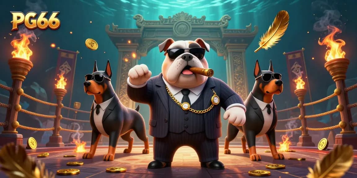 Experience thrilling gameplay at PG66 with a dynamic mafia-themed casino scene showcasing excitement and luxury.