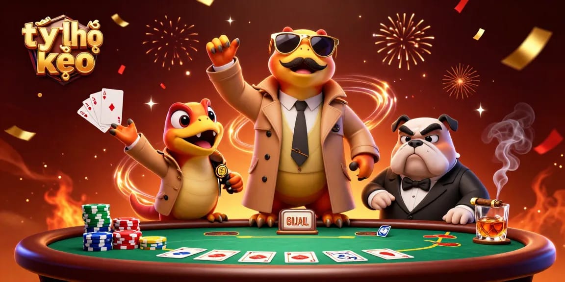 Betting with tỷ lệ kèo strategy in a vibrant casino scene featuring cartoon raptors.