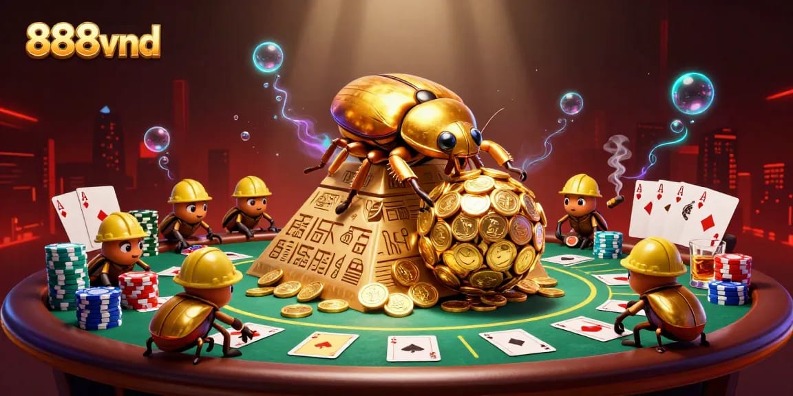 Engage at 888vnd with dynamic betting action featuring golden coins, poker elements, and casino excitement.