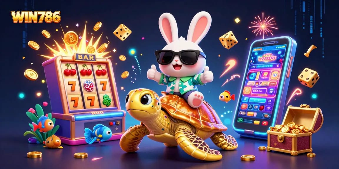 Join the excitement at WIN786 with vibrant casino elements and dynamic characters!