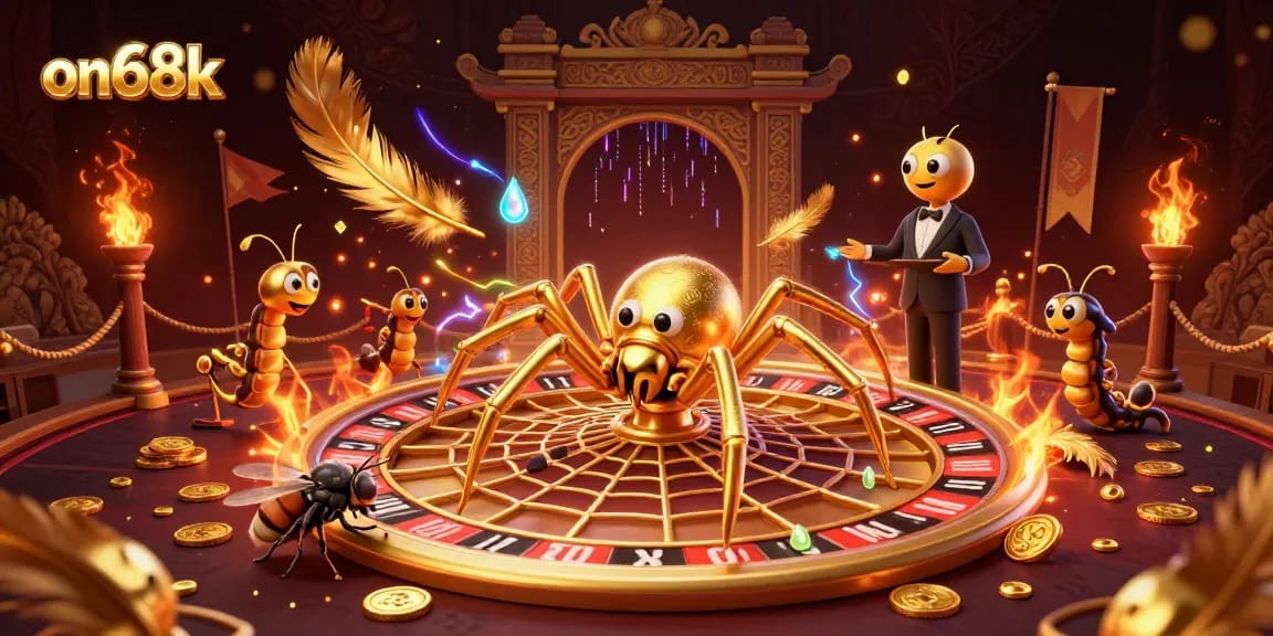 Experience high-stakes betting at on68k with a thrilling roulette-themed 3D illustration.