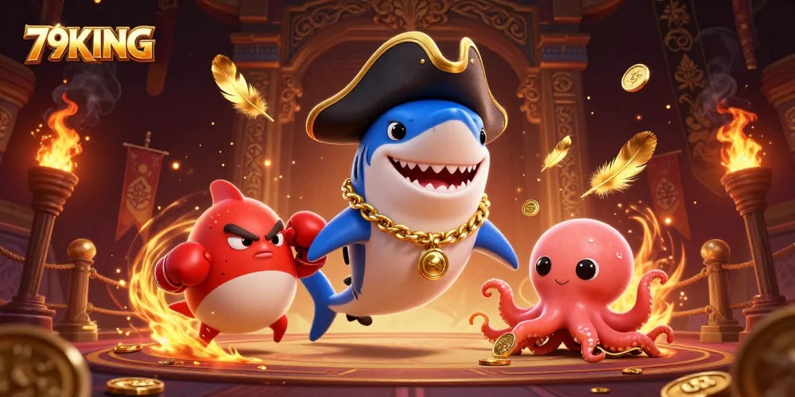 Bet big with 79KING’s thrilling games featuring a pirate shark, pufferfish, and octopus.