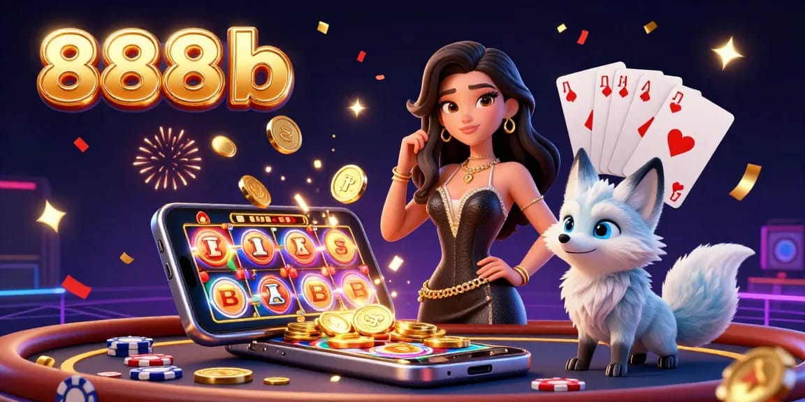 Experience thrilling gameplay at 888b with a stunning illustration showcasing a dynamic casino scene filled with excitement.