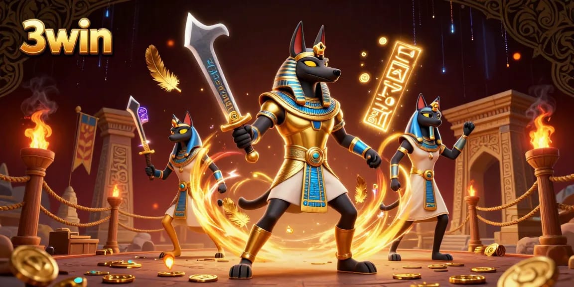 Experience thrilling action with 3win as Anubis and Bastet conquer the casino world.