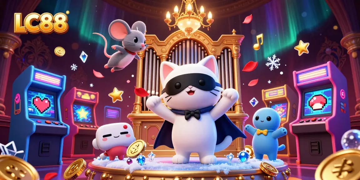 Engage in thrilling games at LC88 with colorful characters and vibrant casino elements.