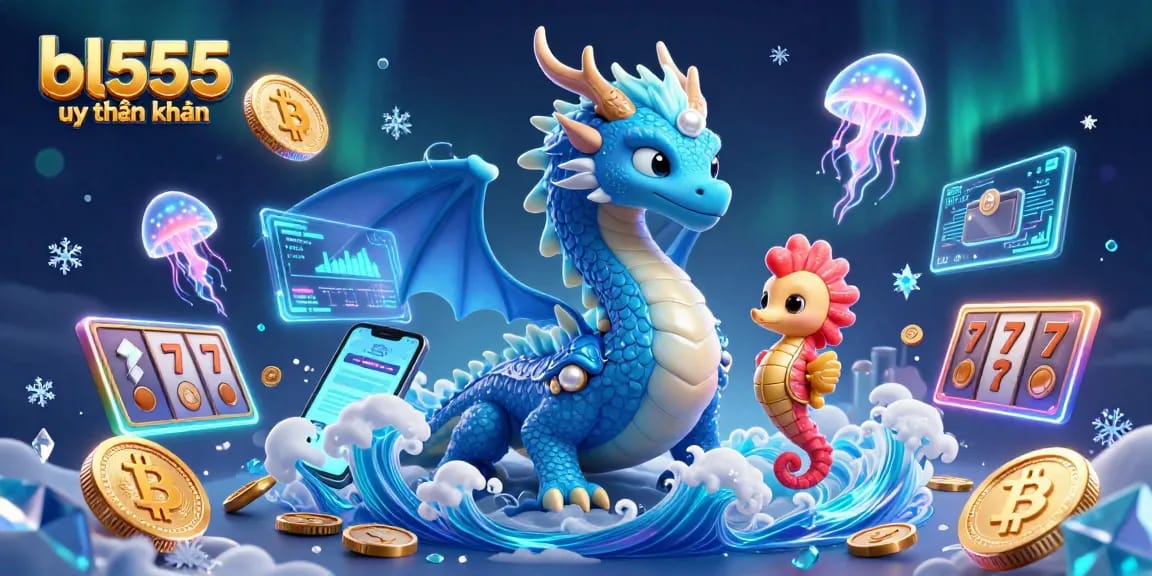 Engage with bl555 uy tín không as you spin slot reels with a majestic water dragon and a coral knight.