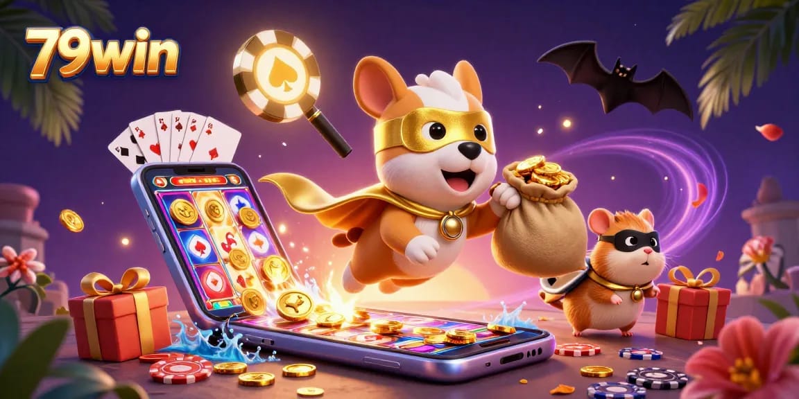 Engage in thrilling games with 79win featuring vibrant casino elements and colorful characters.