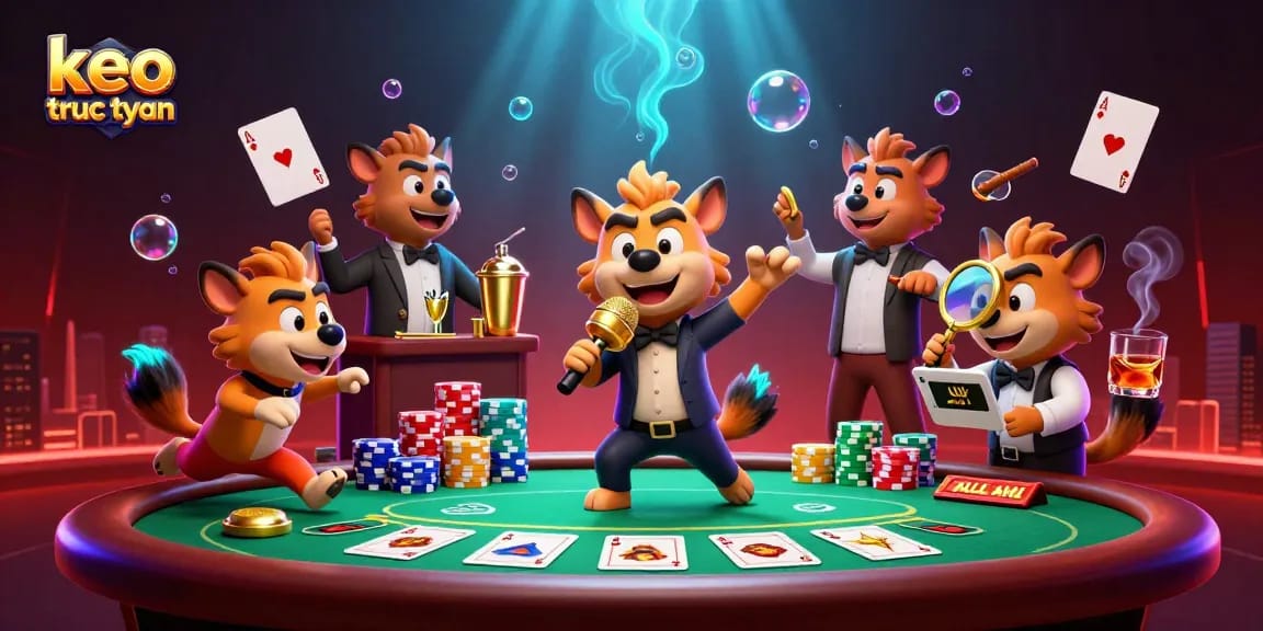 Engage with keo truc tuyen in this vibrant sports betting casino scene featuring hyenas.