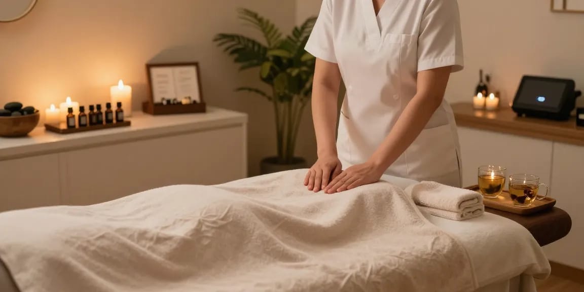 안양출장안마 therapy session in a tranquil spa room with soothing elements