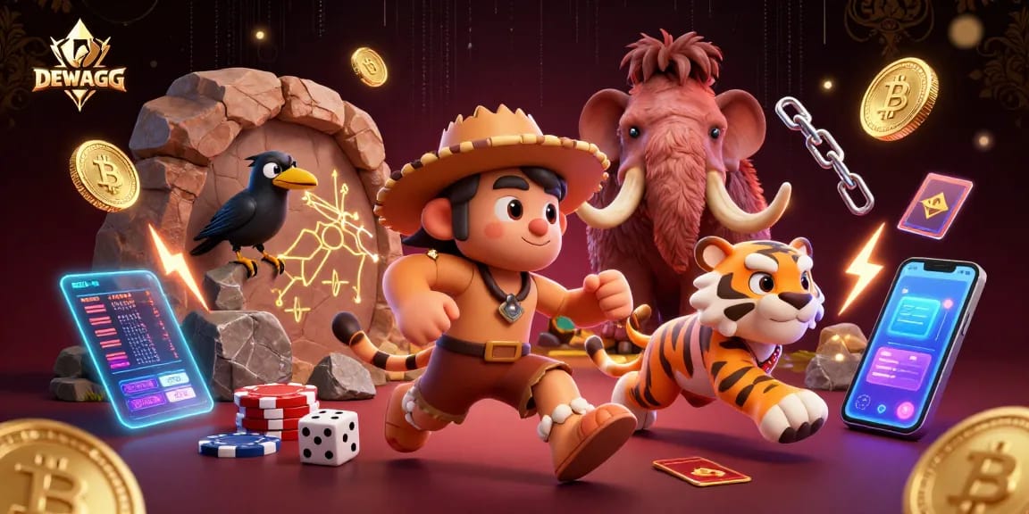 Bet on thrilling games at DEWAGG's vibrant prehistoric casino with exciting elements.