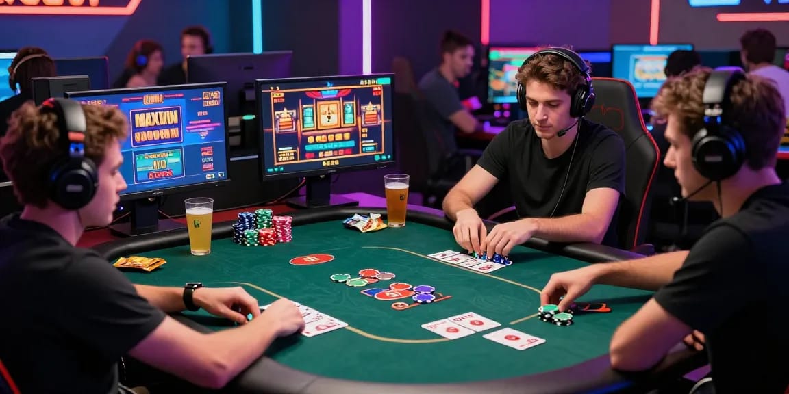 Intense gaming scene showcasing players enjoying Slotmaxwin online poker strategy