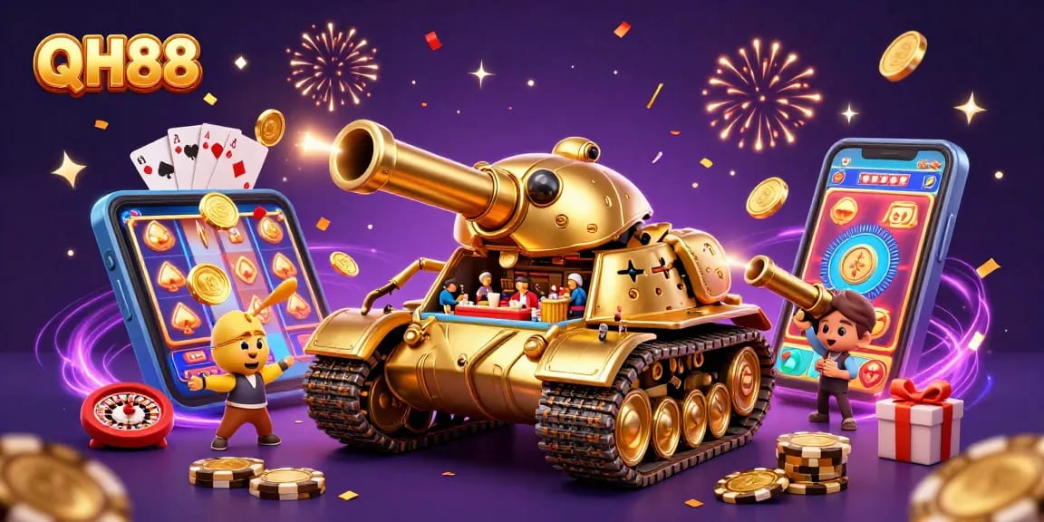 Experience the excitement of QH88 with dynamic casino elements and colorful gaming visuals.