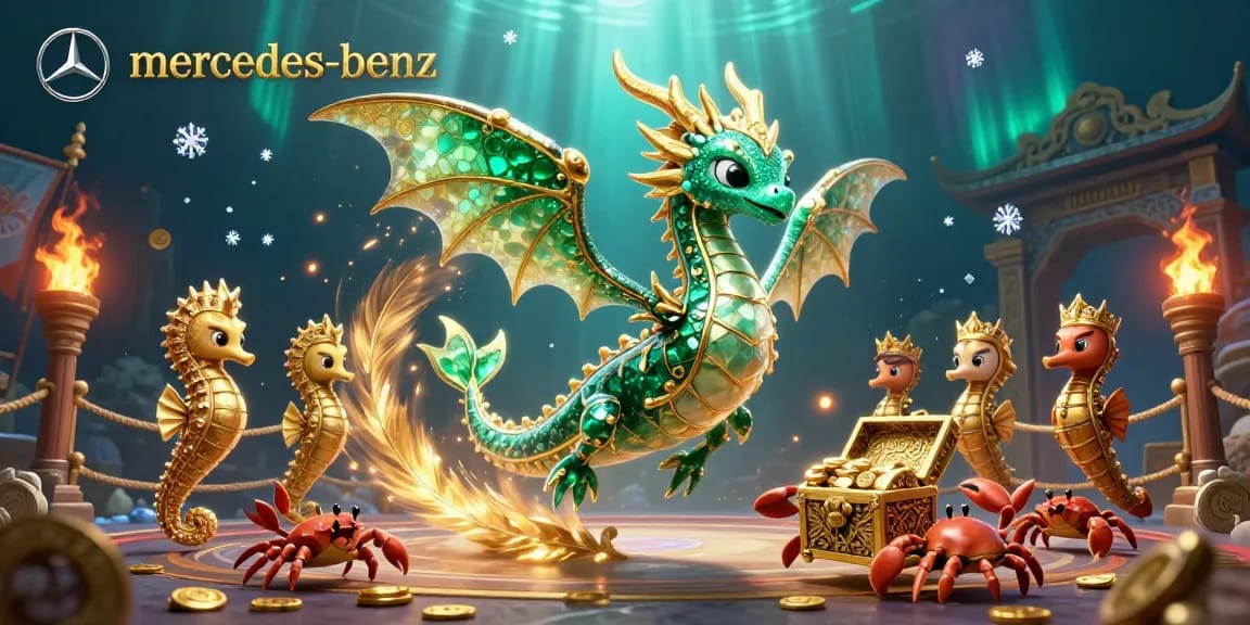 Experience a thrilling underwater casino with mercedes-benz-themed sea creatures and treasures.