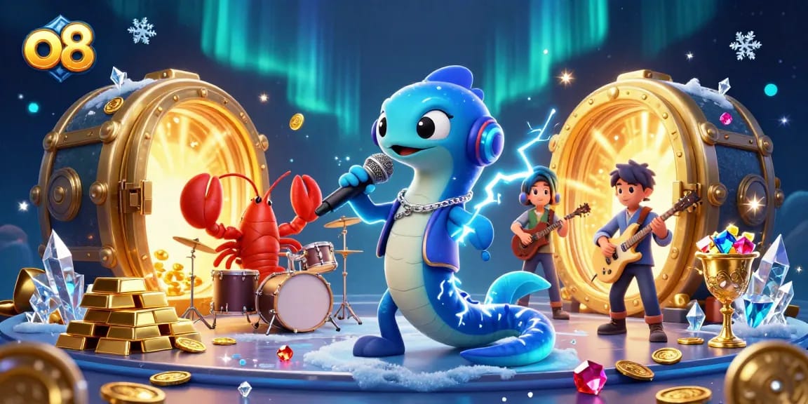 Engage in thrilling gameplay at o8 with a vibrant underwater casino featuring playful characters.