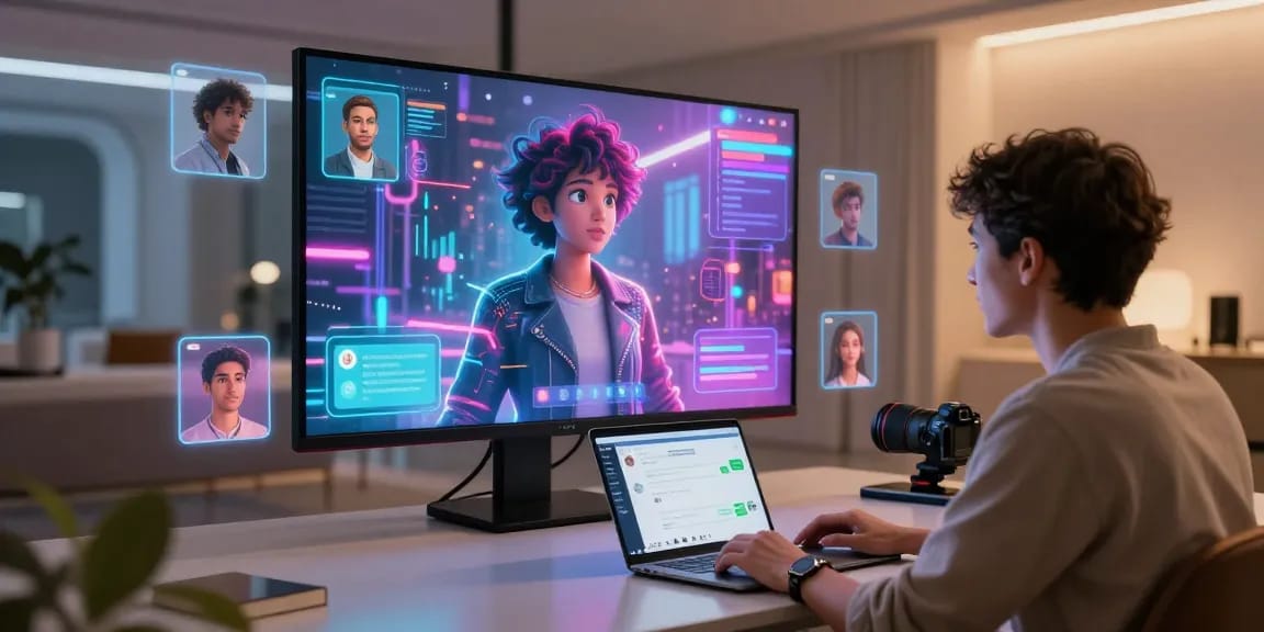 Engaging virtual chat with slut ai in a bright, modern digital space