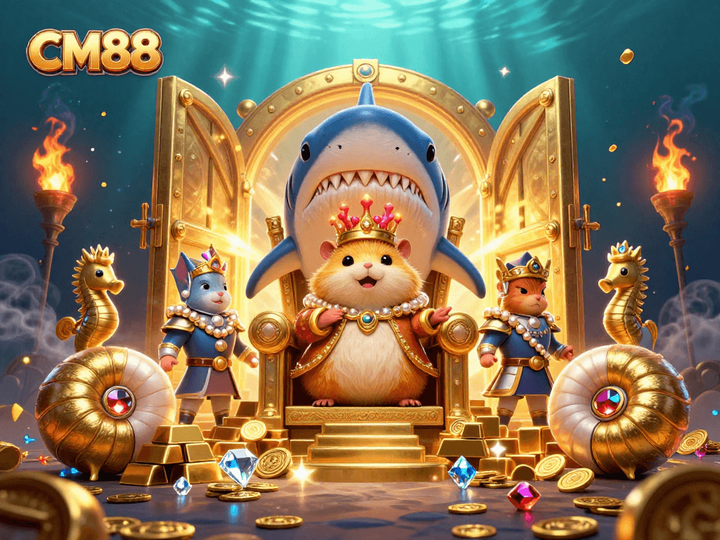Experience thrilling slots at CM88 with treasure and vibrant underwater casino elements