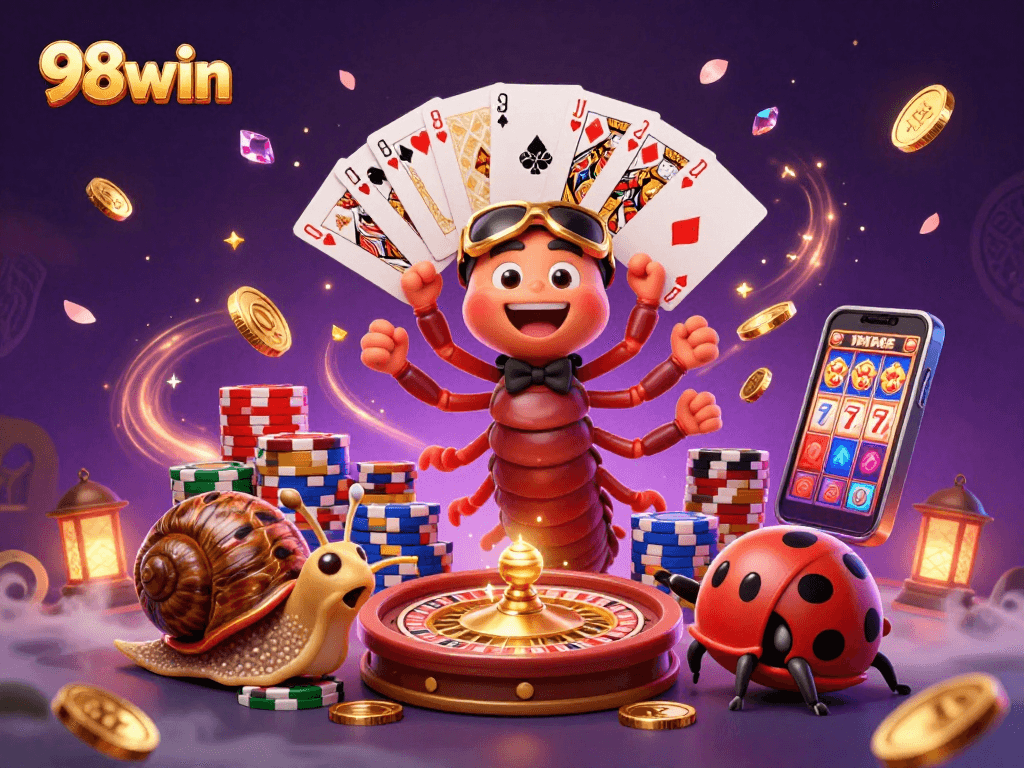 Engage with exciting games at 98win featuring vibrant casino elements and thrilling characters.
