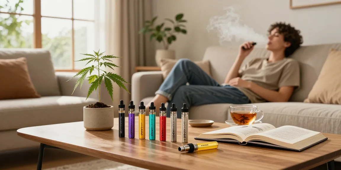 THC vape UK lifestyle moment showcasing organic wellness and quality vape products in a relaxed ambiance with natural elements.