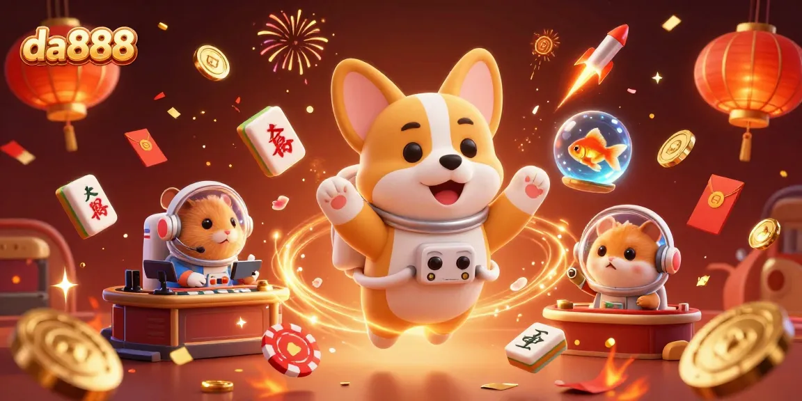 Engage in fun with da888 in a vibrant space station casino scene featuring cute characters and high-stakes gaming.