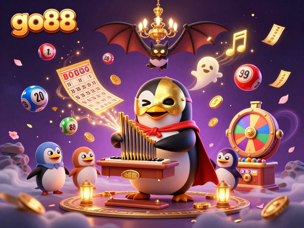 Play and win at go88 with a vibrant 3D casino illustration featuring a unique fantasy scene.