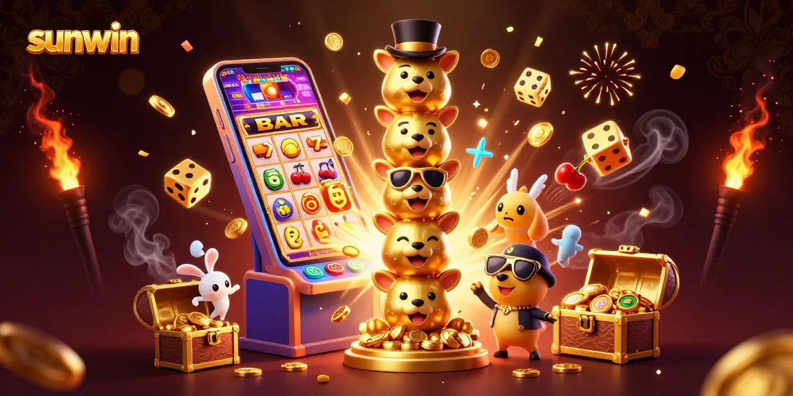 Engage with the sunwin online slots featuring animated golden totem pole surrounded by jackpot excitement.