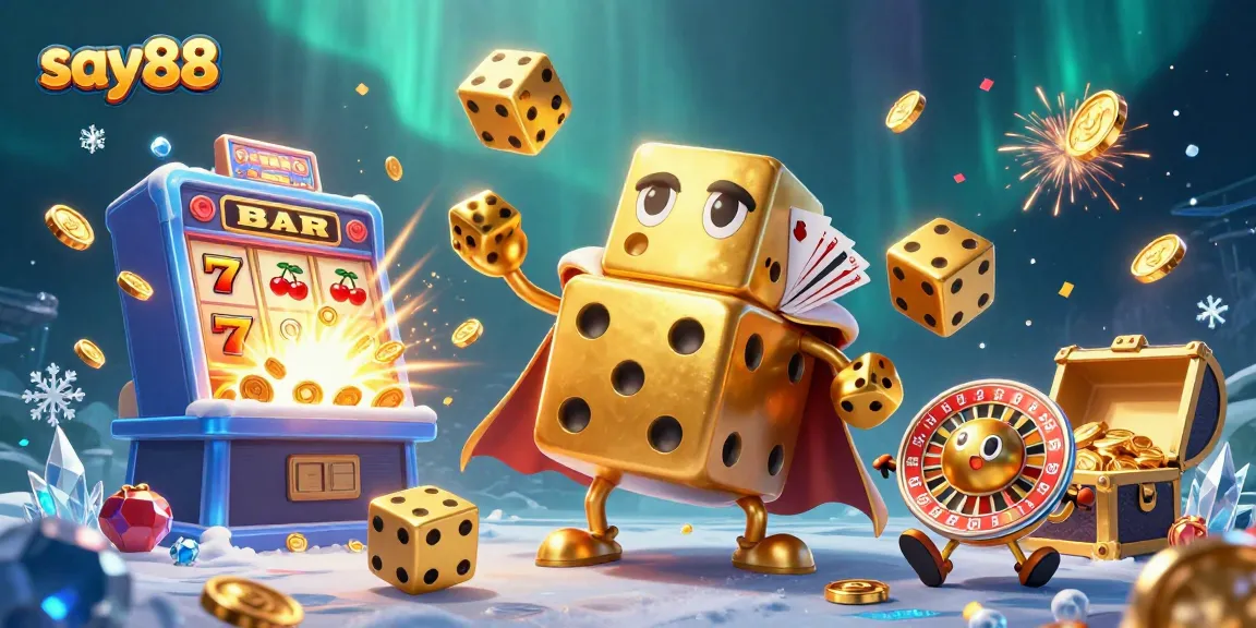 Experience thrilling gameplay with say88 as golden dice juggle among exciting casino elements!